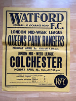 1966/67 Reserves v QPR & Colchester - Apr 1967 - poster 1 of 3 (ref WT6)