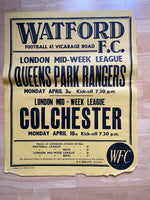 1966/67 Reserves v QPR & Colchester - Apr 1967 - poster 2 of 3 (ref WT7)