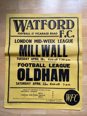 1966/67 Oldham - Division 3 - 22 Apr 1967 - poster 1 of 3 (ref WT9)