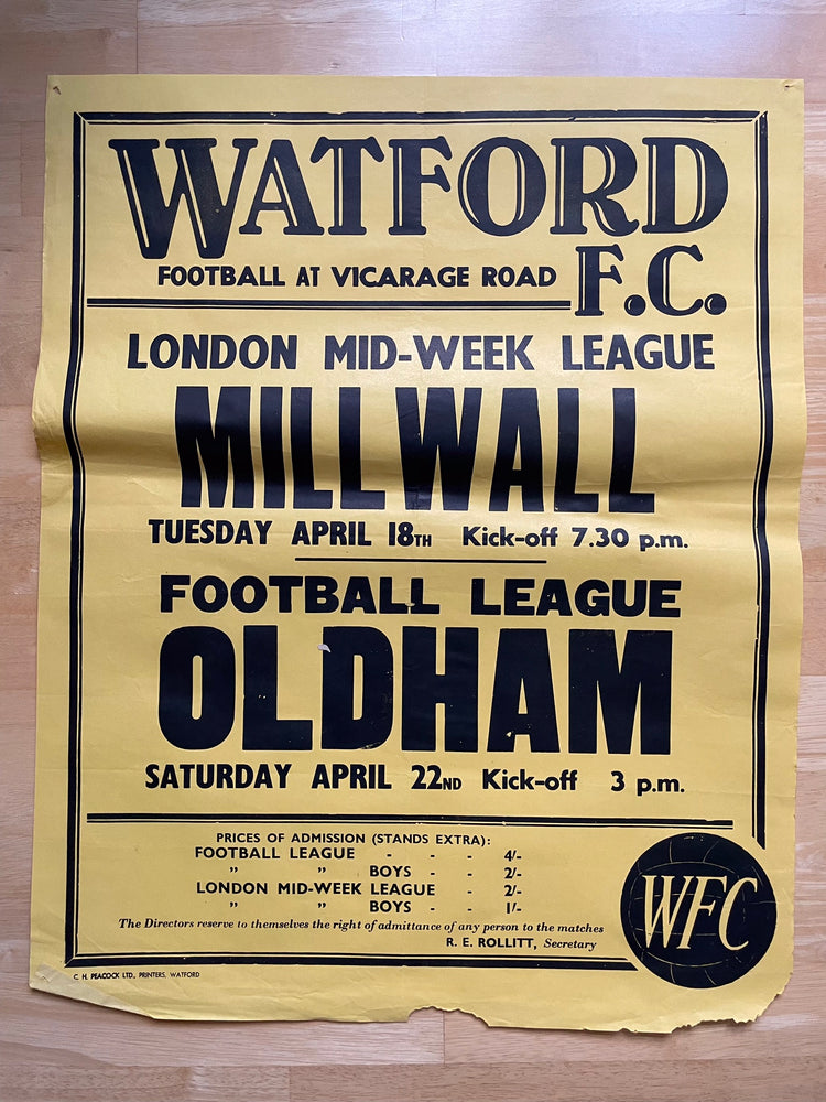 1966/67 Oldham - Division 3 - 22 Apr 1967 - poster 3 of 3 (ref WT11)