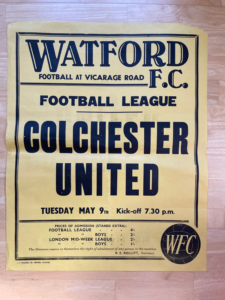 1966/67 Colchester United - Division 3 - 9 May 1967 - poster 1 of 3 (ref WT18)