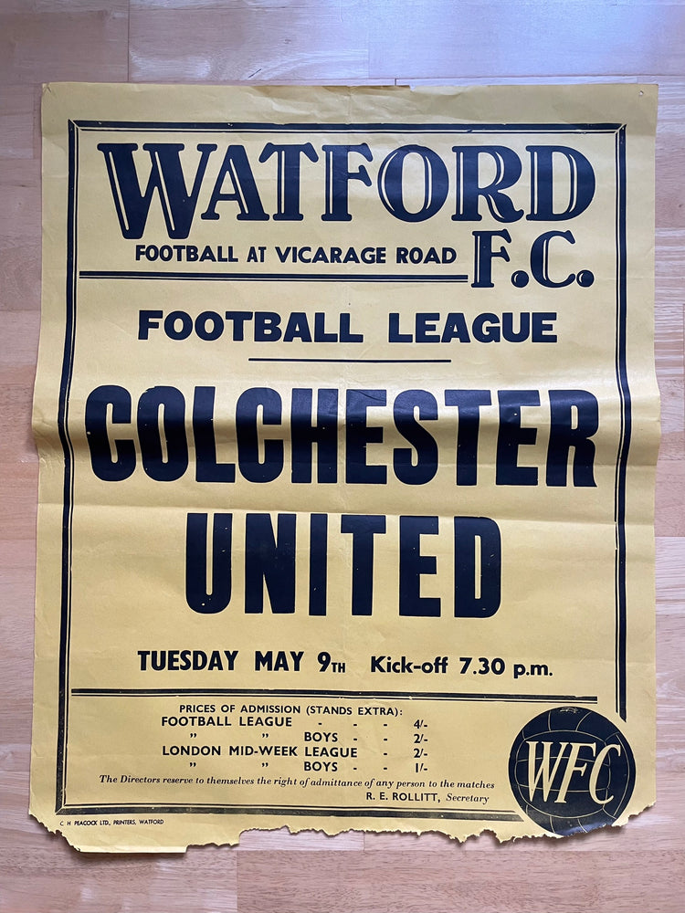 1966/67 Colchester United - Division 3 - 9 May 1967 - poster 2 of 3 (ref WT19)