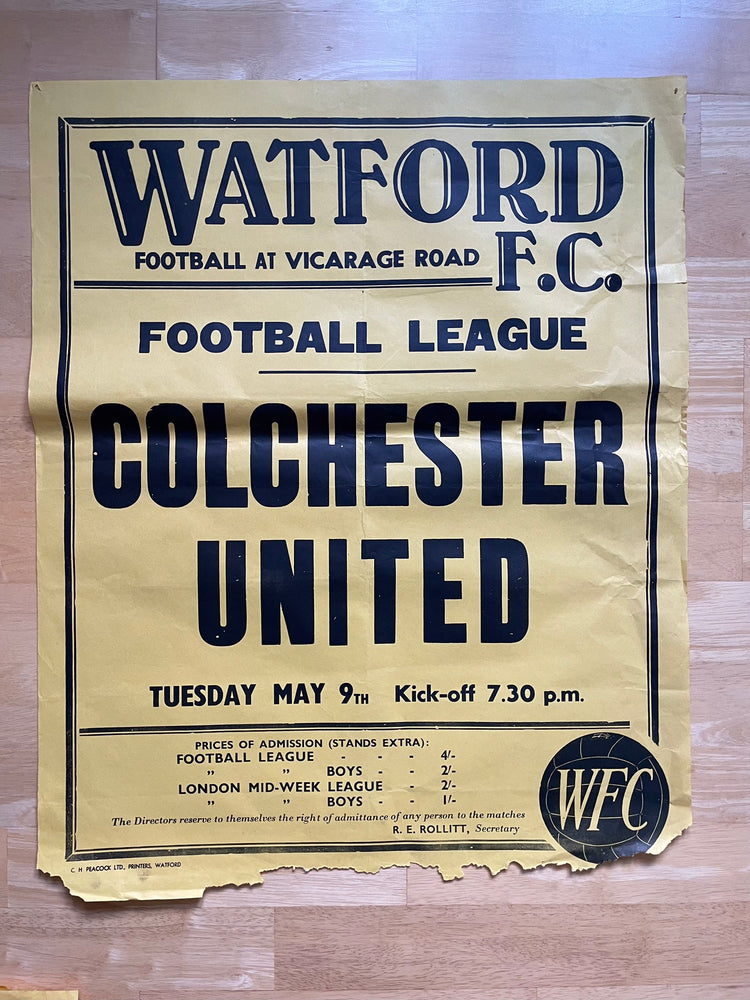 1966/67 Colchester United - Division 3 - 9 May 1967 - poster 3 of 3 (ref WT20)