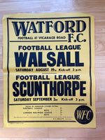 1967/68 Walsall & Scunthorpe - Division 3 - 19 Aug & 2 Sep 1967 - poster 2 of 3 (Ref WT23)