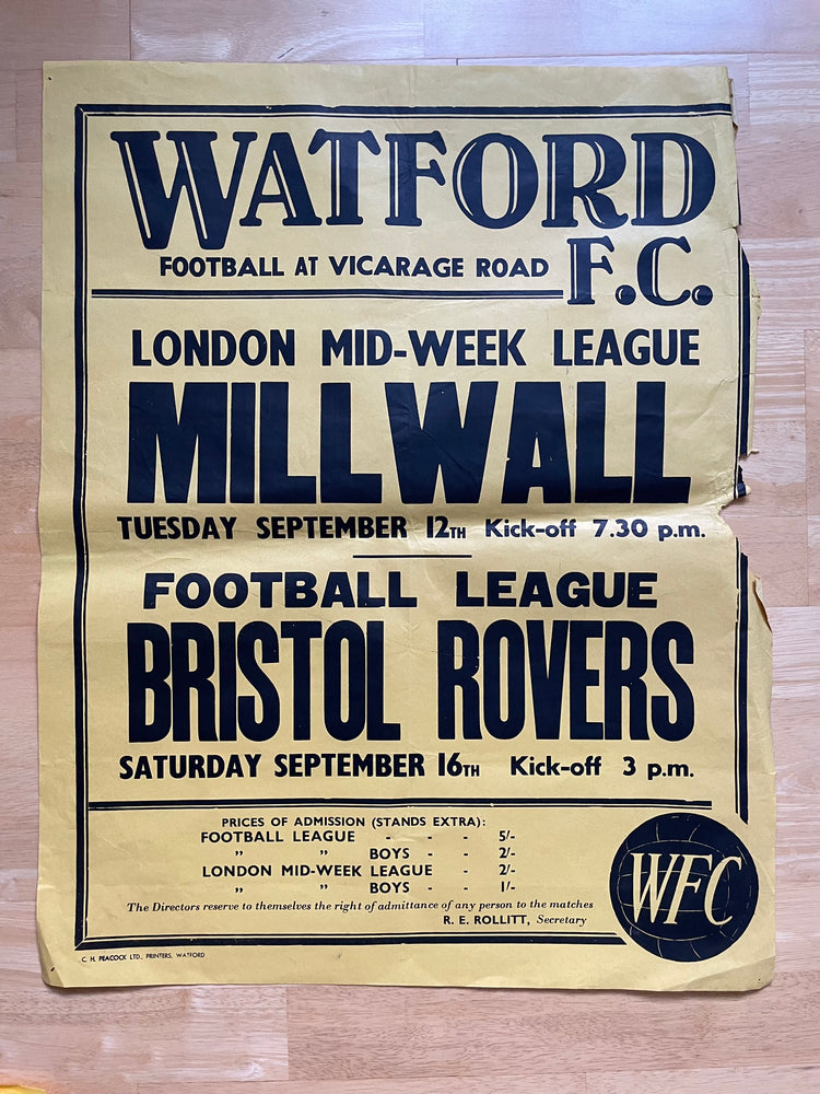 1967/68 Bristol Rovers - Division 3 - 16 Sep 67 - poster 2 of 2 (Ref WT26)