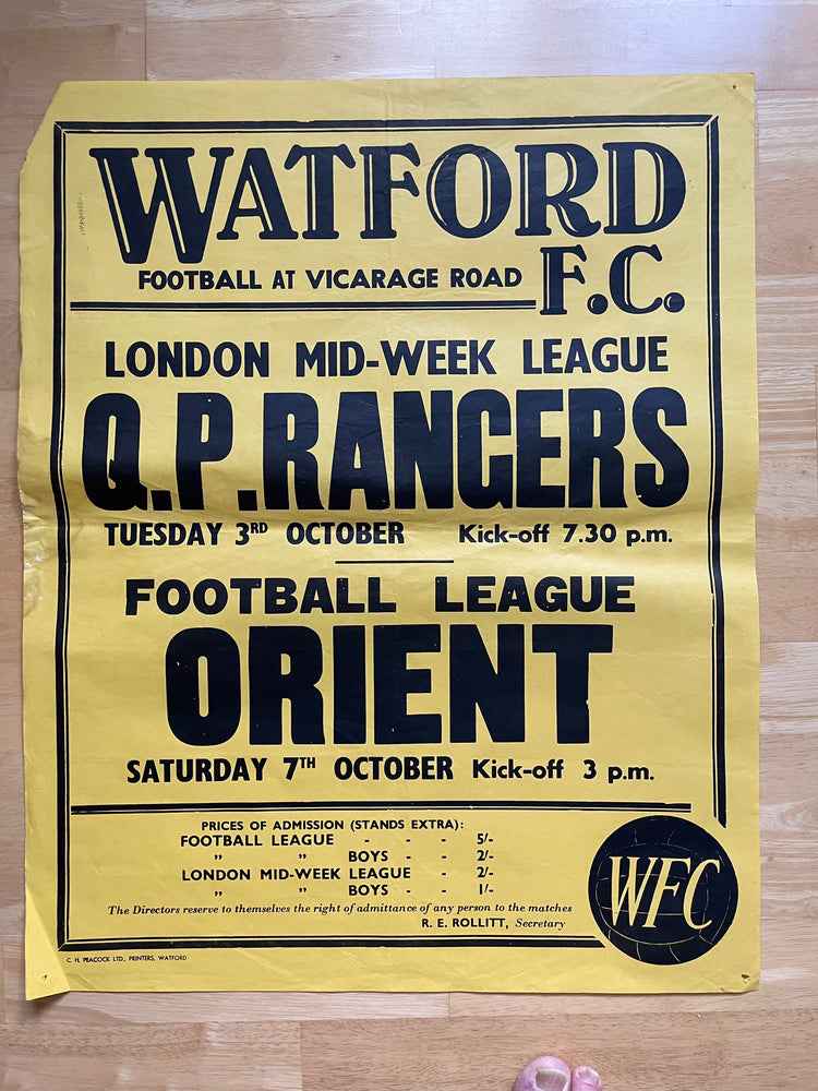 1967/68 Orient - Division 3 - 7 Oct 1968 (Ref WT27)