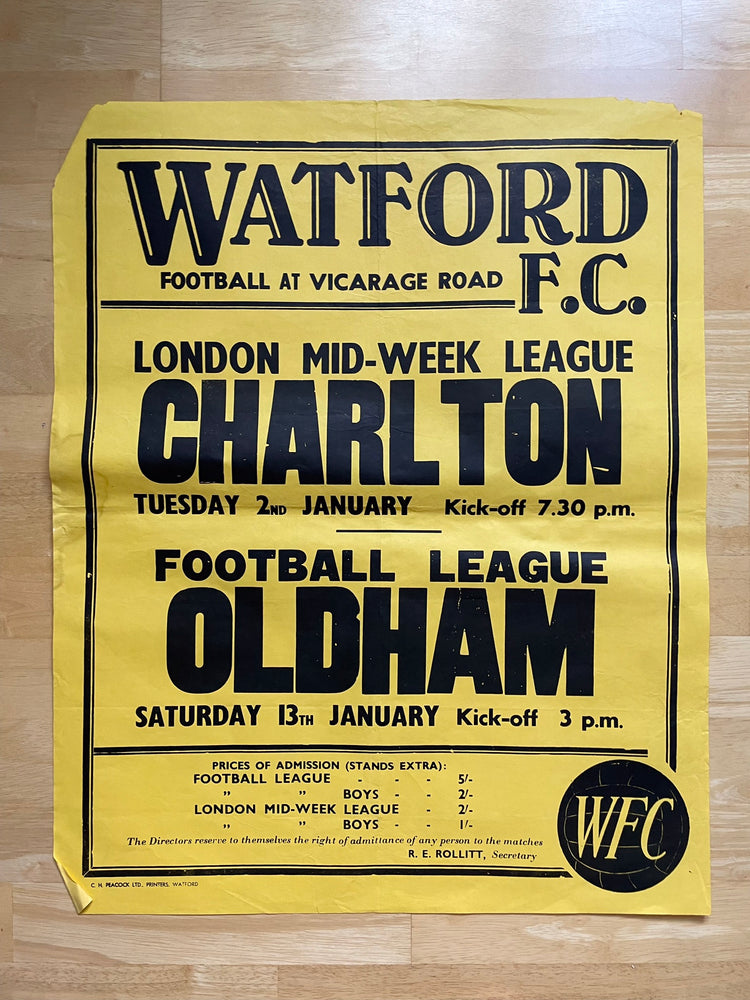 1967/68 Oldham - Division 3 - 13 Jan 1968 (Ref WT31)