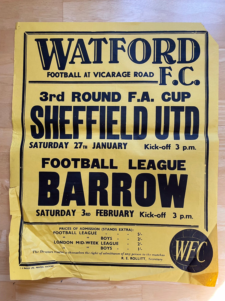 1967/68 Sheffield United - FA Cup - 27 Jan 1968 - (Ref WT33)