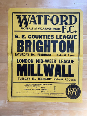 1967/68 Reserves v Millwall & Juniors v Brighton - Feb 1968 - poster 1 of 3 (ref WT34)