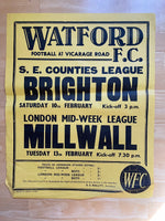 1967/68 Reserves v Millwall & Juniors v Brighton - Feb 1968 - poster 2 of 3 (ref WT35)