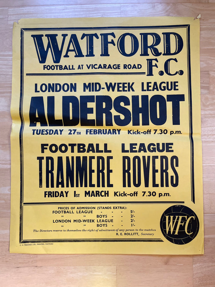 1967/68 Tranmere - Division 3 - 1 Mar 1968 - poster 1 of 2 (Ref WT39)