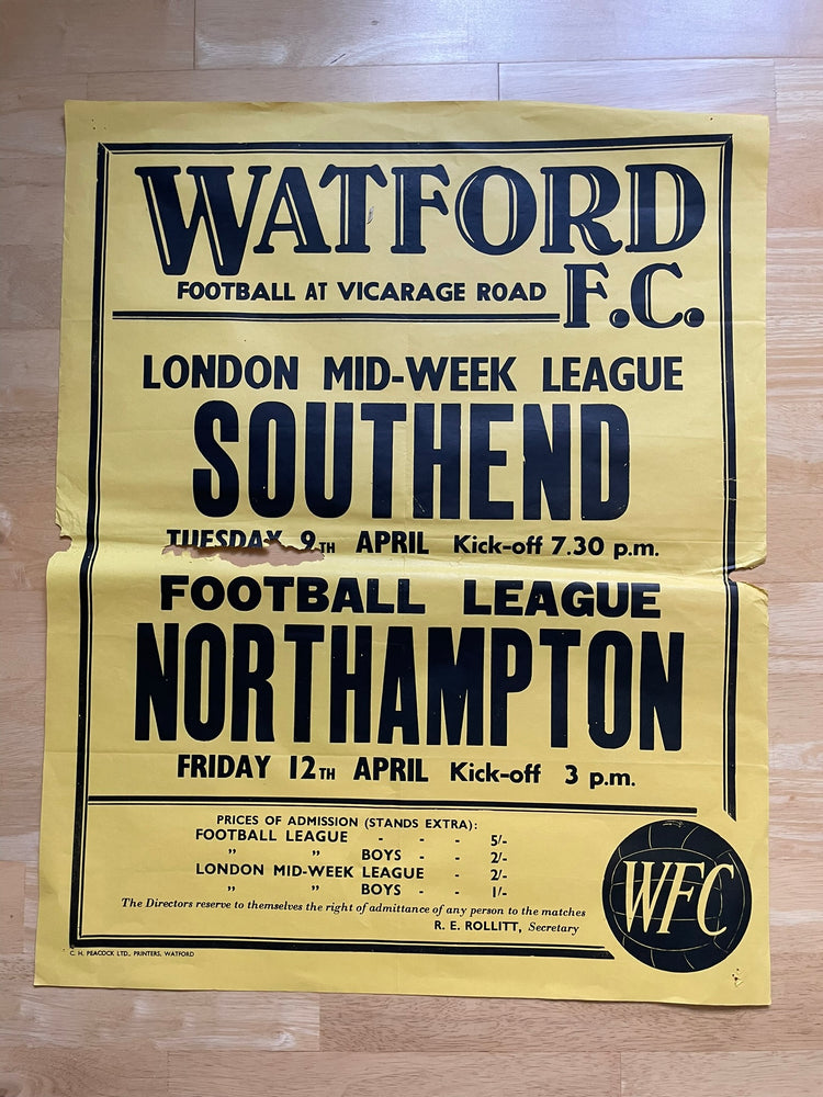 1967/68 Northampton - Division 3 - 12 Apr 1968 - poster 3 of 3 (Ref WT49)