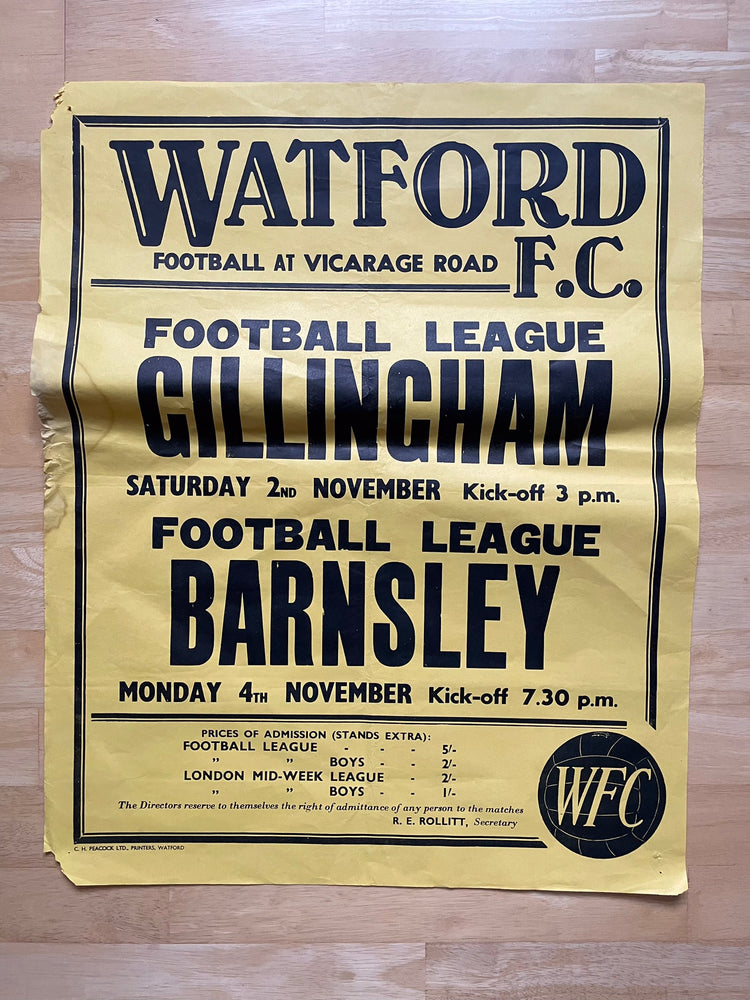 1968/69 Gillingham and Barnsley - Division 3 - 2 Nov and 4 Nov 1968 (ref WT59)