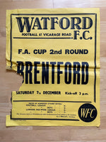 1968/69 Brentford - FA Cup - 7 Dec 1968 - poster 2 of 2 (ref WT64)