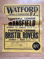 1968/69 Mansfield & Bristol Rovers - Division 3 - 22 Feb & 1 Mar 1969 - poster 3 of 3 (ref WT76)