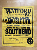 1969/70 Carlisle Utd - Division 2 - 11 Oct 1969 - poster 2 of 3 (ref WT87)