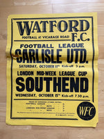 1969/70 Carlisle Utd - Division 2 - 11 Oct 1969 - poster 3 of 3 (ref WT88)