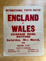 1967/68 - England v Wales - Youth International - 16 Mar 1968 (Ref WT93)